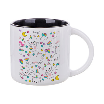 Cats unicorns, Κούπα κεραμική 400ml Λευκή/Μαύρη