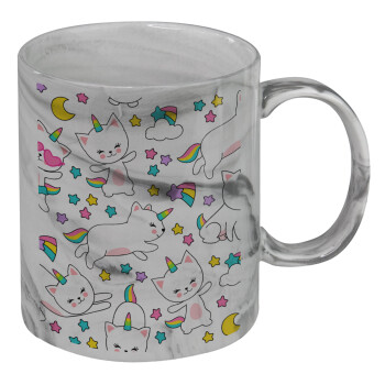Cats unicorns, Mug ceramic marble style, 330ml