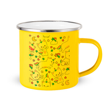 Cats unicorns, Yellow Enamel Metallic Cup 360ml