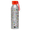 Aluminum Sports Bottle 650ml – Silver with Red Cap and Silicone Strap