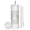 Tumbler stainless steel 600ml, with metal straw & cleaning brush