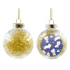 Transparent Christmas tree ball ornament with gold filling 8cm