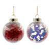 Transparent Christmas tree ball ornament with red filling 8cm