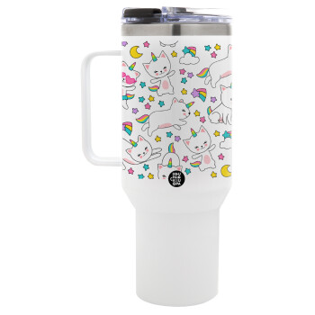Cats unicorns, Mega Tumbler με καπάκι, διπλού τοιχώματος (θερμό) 1,2L