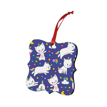 Cats unicorns, Στολίδι Χριστουγεννιάτικο στολίδι polygon ξύλινο 7.5cm