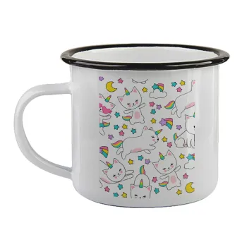 Cats unicorns, Κούπα εμαγιέ με μαύρο χείλος 360ml