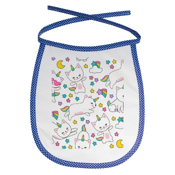 Cats unicorns, Σαλιάρα μωρού αλέκιαστη με κορδόνι Μπλε