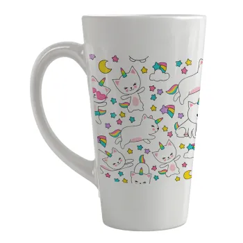 Cats unicorns, Κούπα κωνική Latte Μεγάλη, κεραμική, 450ml