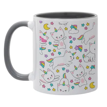 Cats unicorns, Mug colored grey, ceramic, 330ml