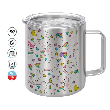 Cats unicorns, Mug Stainless steel double wall 300ml