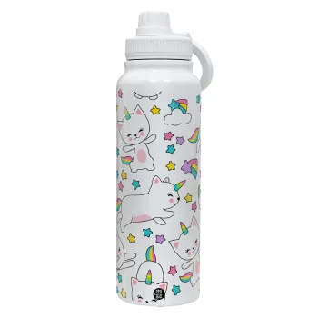Cats unicorns, Θερμός 1L Ανοξείδωτο με Βάση Κινητού & Διπλά Τοιχώματα