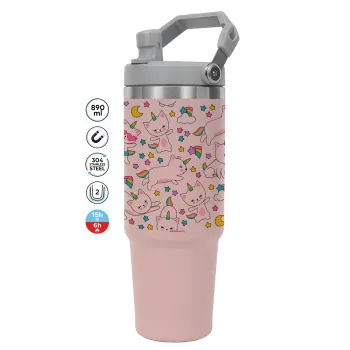Cats unicorns, Pink color, 890ml (30oz) stainless Steel Tumbler with Handle
