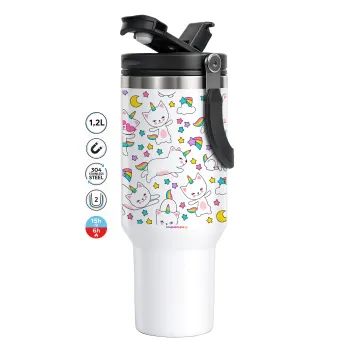 Cats unicorns, Mega Stainless steel Tumbler with lid, double wall 1,2L