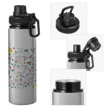 Cats unicorns, Metallic water bottle with safety cap, 850ml aluminum