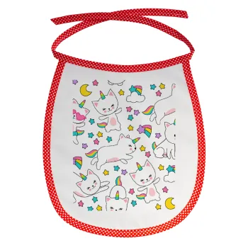 Cats unicorns, Σαλιάρα μωρού αλέκιαστη με κορδόνι Κόκκινη