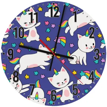 Cats unicorns, Ρολόι τοίχου ξύλινο (30cm)