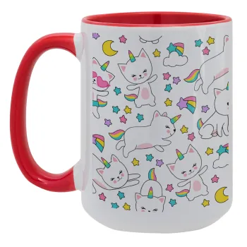 Cats unicorns, Κούπα Mega 15oz, κεραμική Κόκκινη, 450ml