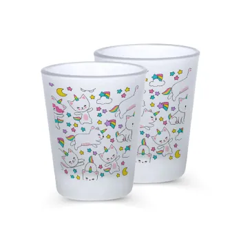 Cats unicorns, Σφηνοπότηρα γυάλινα 45ml του πάγου (2 τεμάχια)