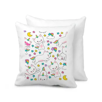 Cats unicorns, Μαξιλάρι καναπέ 40x40cm περιέχεται το  γέμισμα