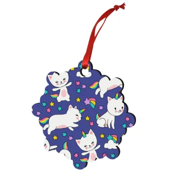 Cats unicorns, Στολίδι Χριστουγεννιάτικο στολίδι snowflake ξύλινο 7.5cm