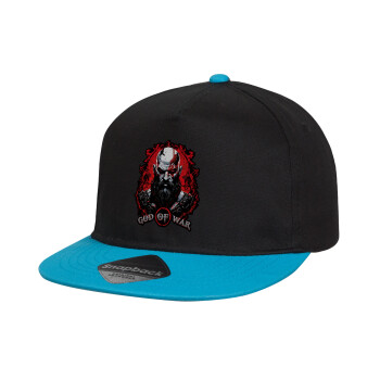 God of war, Child's Flat Snapback Hat, Black/Blue (100% COTTON, CHILD, UNISEX, ONE SIZE)
