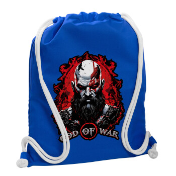 God of war, Backpack pouch GYMBAG Blue, with pocket (40x48cm) & thick cords