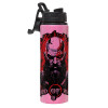 Metallic water bottle with safety lid, 850ml aluminum
