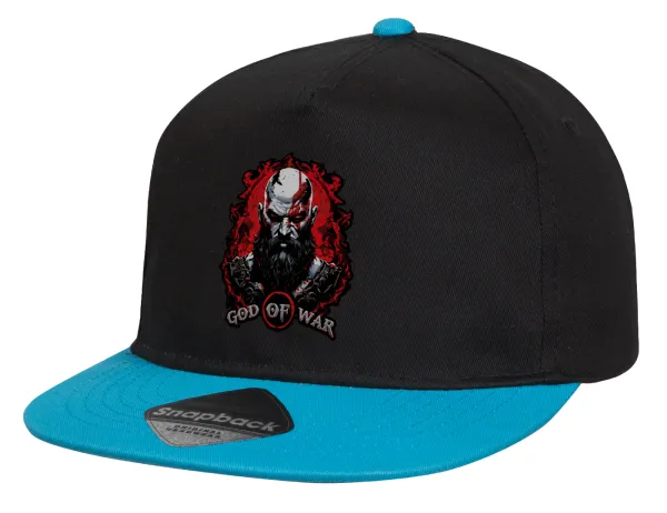 God of war — Child's Flat Snapback Hat, Black/Blue (100% COTTON, CHILD, UNISEX, ONE SIZE)