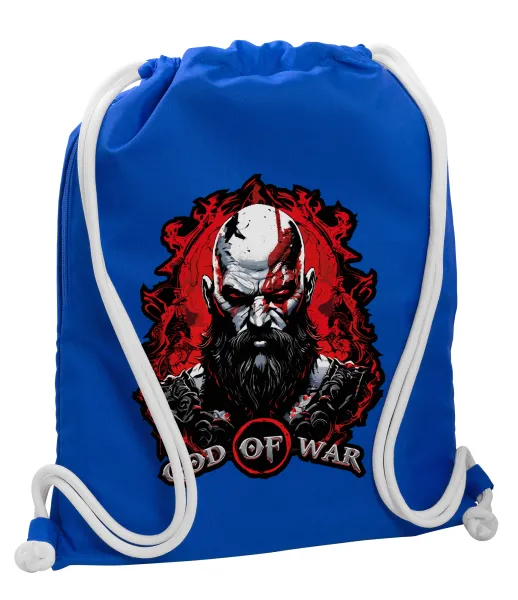 God of war — Backpack pouch GYMBAG Blue, with pocket (40x48cm) & thick cords