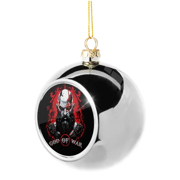 God of war — Στολίδι Χριστουγεννιάτικη μπάλα δένδρου Ασημένια 8cm