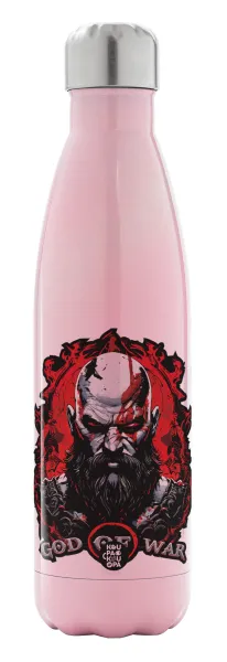 God of war — Metal mug thermos Pink Iridiscent (Stainless steel), double wall, 500ml
