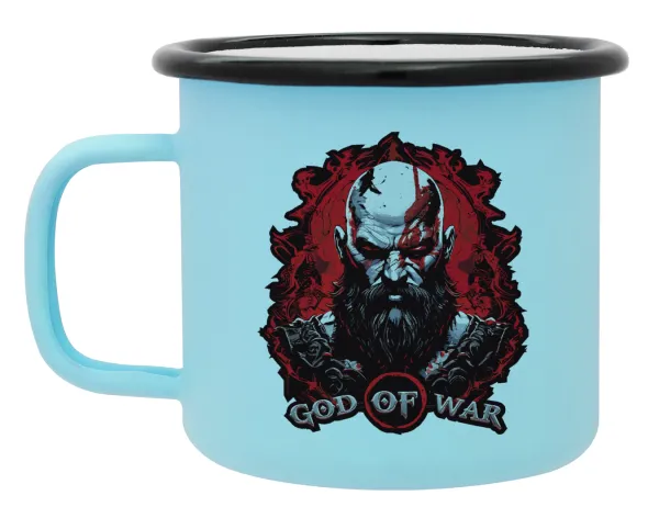 God of war — Κούπα Μεταλλική εμαγιέ ΜΑΤ σιέλ 360ml