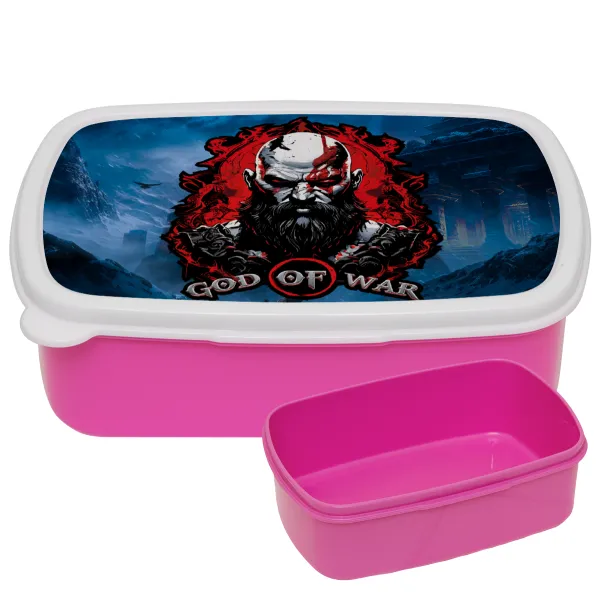 God of war — PINK kids' plastic lunch box (BPA-free), L18 x W13 x H6cm