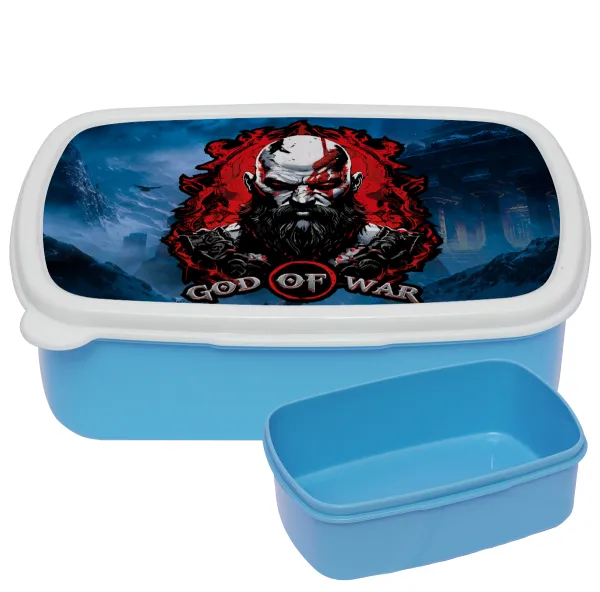 God of war — BLUE kids' plastic lunch box (BPA-free), L18 x W13 x H6cm