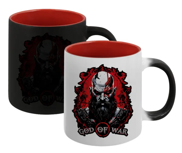 God of war — Magic mug with red interior, ceramic, 330ml, changes colour with hot drinks