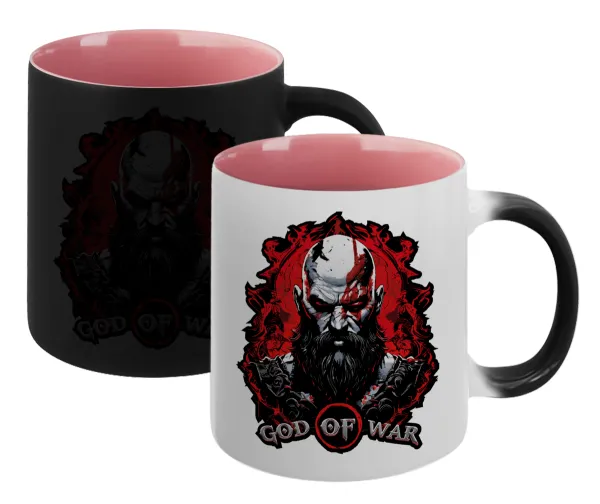 God of war — Magic mug with pink interior, ceramic, 330ml, changes colour with hot drinks