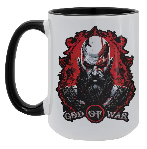 God of war — Mega mug 15oz, black ceramic, 450ml