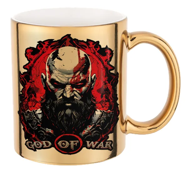 God of war — Κούπα κεραμική, χρυσή καθρέπτης, 330ml