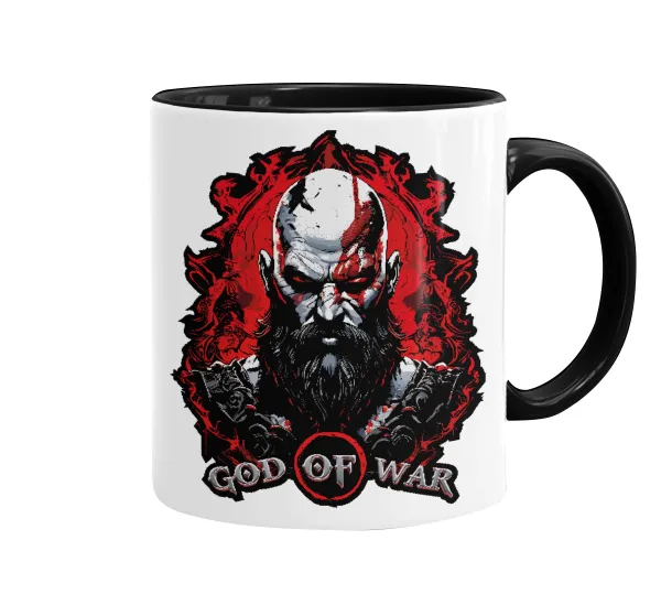 God of war — Κούπα χρωματιστή μαύρη, κεραμική, 330ml