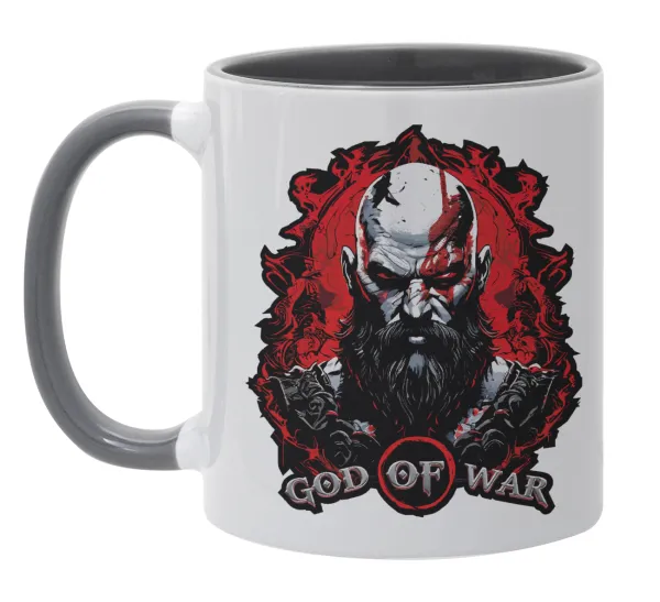God of war — Κούπα χρωματιστή γκρι, κεραμική, 330ml