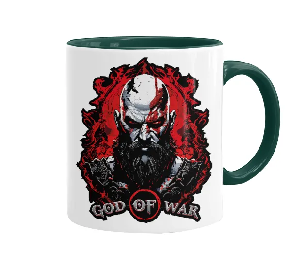 God of war — Mug colored green, ceramic, 330ml