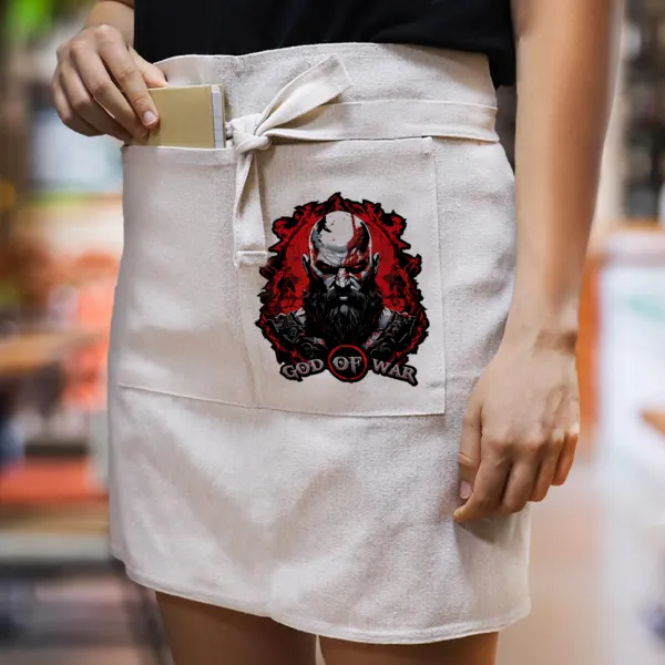God of war — Waist apron with double pocket, barista/bartender, beige