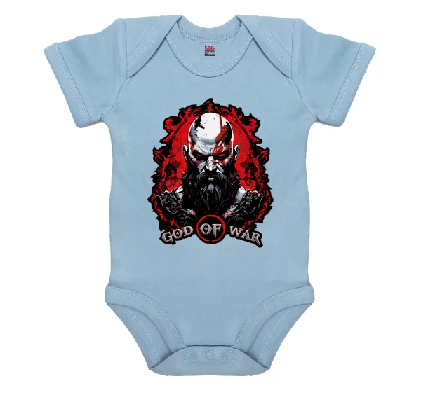 God of war — Short-sleeve baby bodysuit, 0-18 months, blue, 100% organic cotton