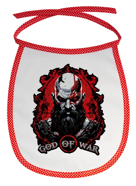 God of war — Stain-resistant baby bib with tie, red
