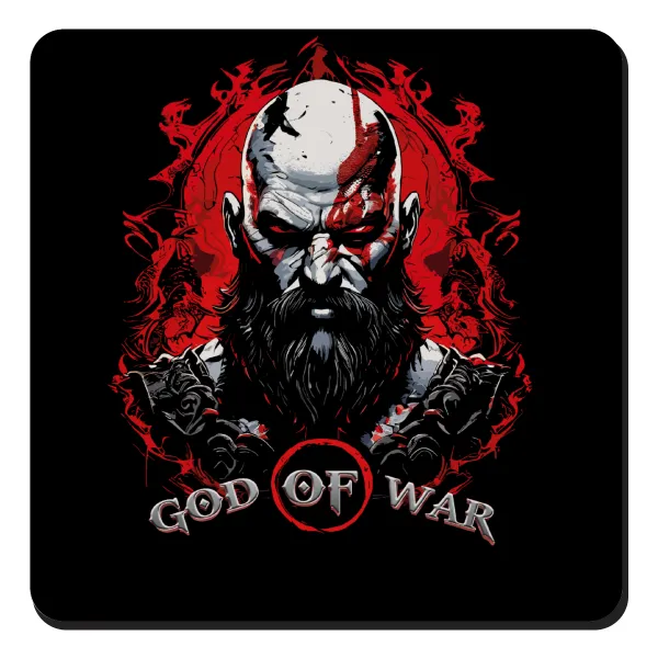 God of war — Τετράγωνο μαγνητάκι ξύλινο 9x9cm