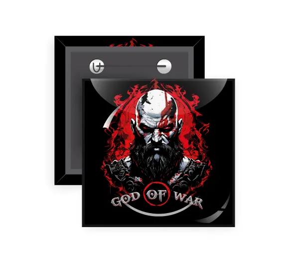 God of war — Square pin badge, 5x5cm