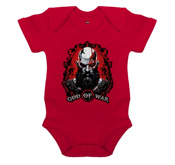 God of war — Short-sleeve baby bodysuit, RED, 100% organic cotton