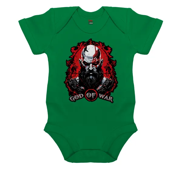 God of war — Short-sleeve baby bodysuit, GREEN, 100% organic cotton