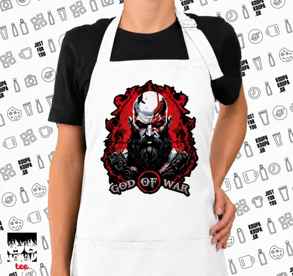 God of war — White chef's cooking apron with pockets (adult, white)