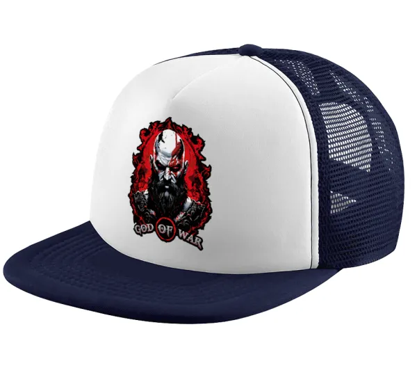 God of war — Καπέλο παιδικό Soft Trucker με Δίχτυ ΜΠΛΕ ΣΚΟΥΡΟ/ΛΕΥΚΟ (POLYESTER, ΠΑΙΔΙΚΟ, ONE SIZE)
